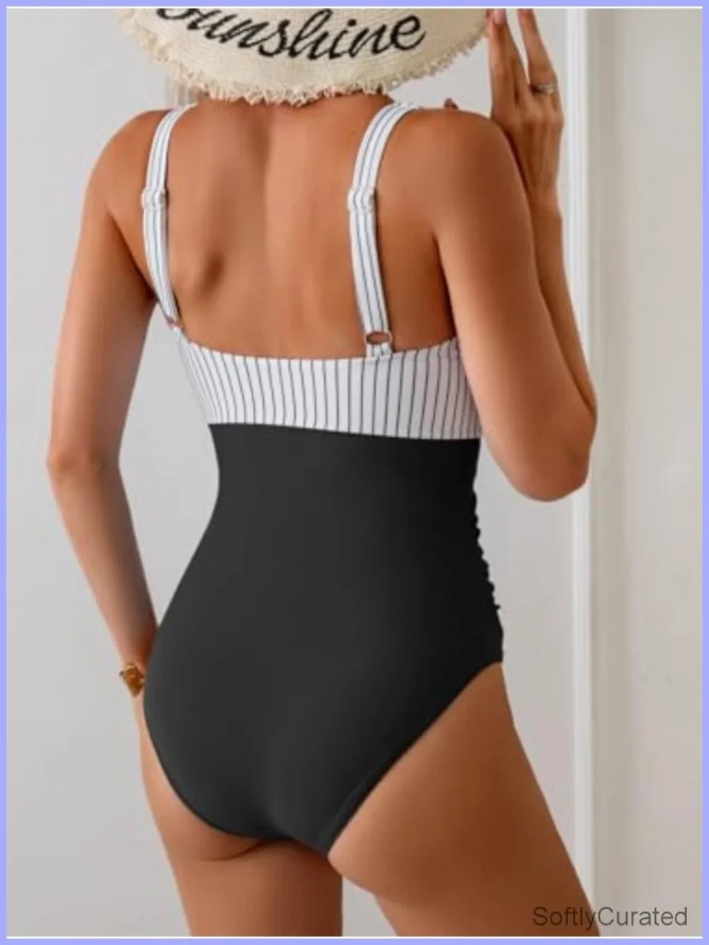 Tummy Control One Piece Swimsuit with Cutout Tie Knot - Padded Push-Up